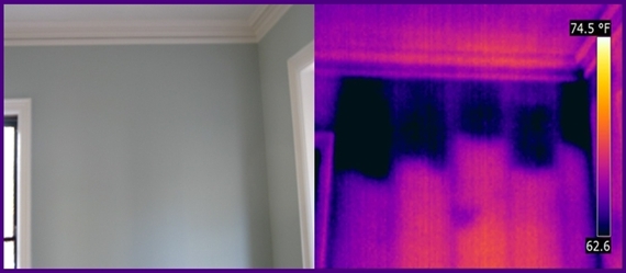 Infrared Investigation showing cellulose insulation having settled